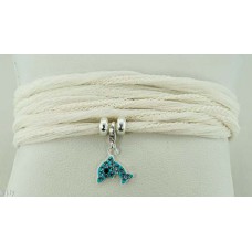 Delphin blue with silk bracelet/necklace / (ivory)